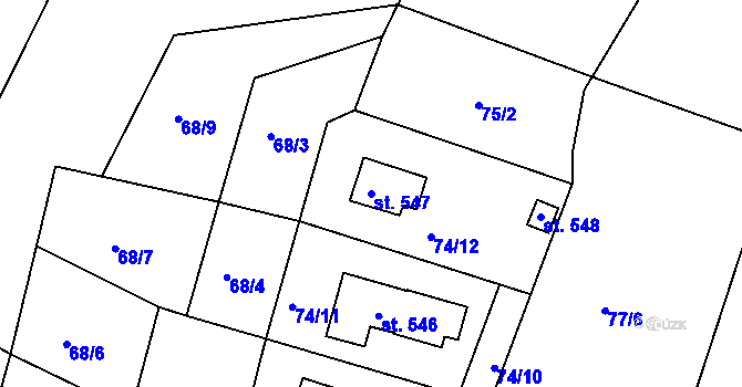 Parcela st. 547 v KÚ Ládví, Katastrální mapa