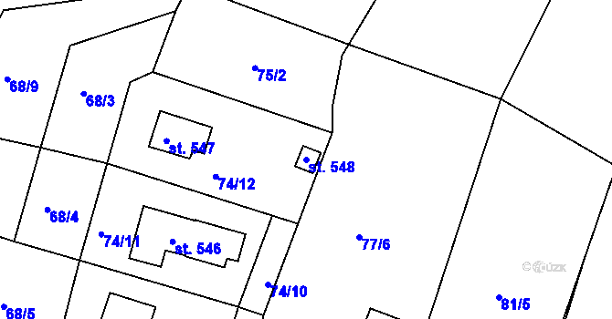 Parcela st. 548 v KÚ Ládví, Katastrální mapa