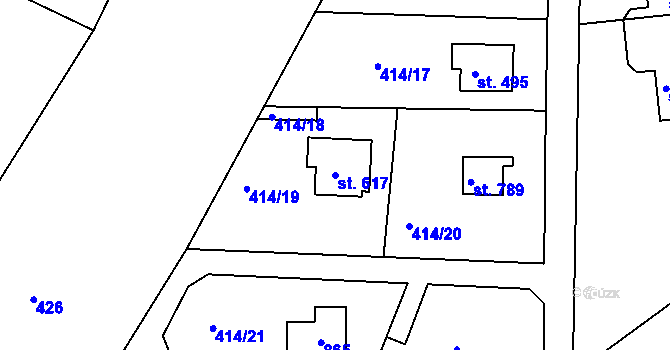 Parcela st. 617 v KÚ Ládví, Katastrální mapa