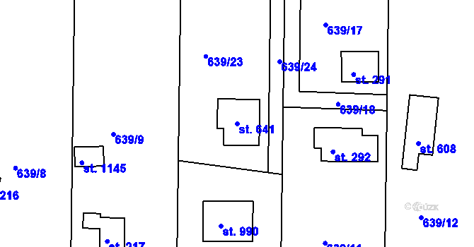 Parcela st. 641 v KÚ Ládví, Katastrální mapa