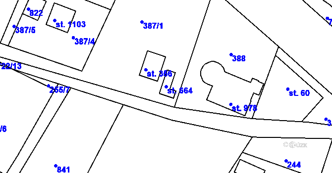 Parcela st. 664 v KÚ Ládví, Katastrální mapa