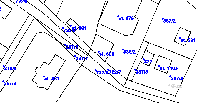 Parcela st. 680 v KÚ Ládví, Katastrální mapa