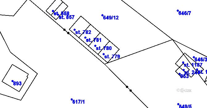 Parcela st. 779 v KÚ Ládví, Katastrální mapa