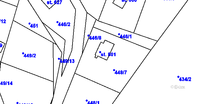 Parcela st. 801 v KÚ Ládví, Katastrální mapa