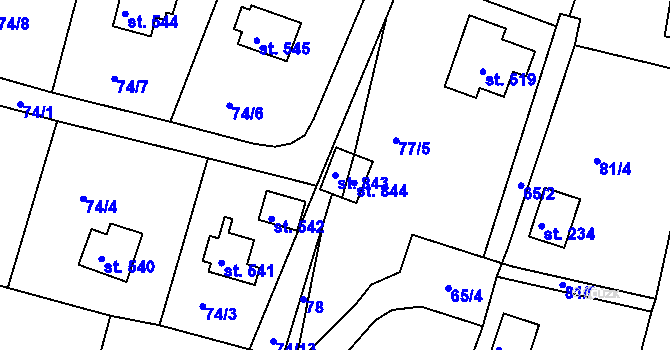 Parcela st. 843 v KÚ Ládví, Katastrální mapa