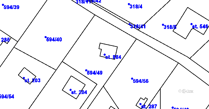 Parcela st. 884 v KÚ Ládví, Katastrální mapa