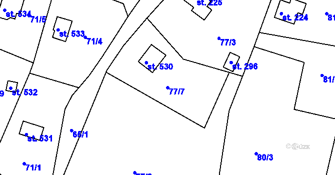 Parcela st. 77/7 v KÚ Ládví, Katastrální mapa