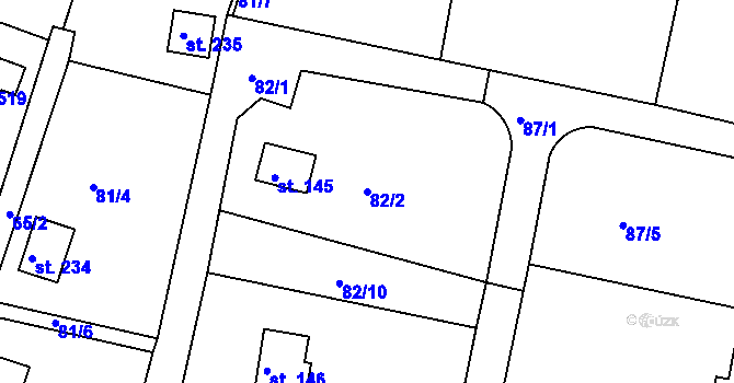 Parcela st. 82/2 v KÚ Ládví, Katastrální mapa
