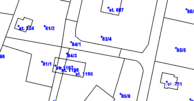 Parcela st. 84 v KÚ Ládví, Katastrální mapa