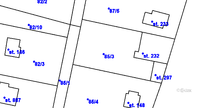 Parcela st. 85/3 v KÚ Ládví, Katastrální mapa
