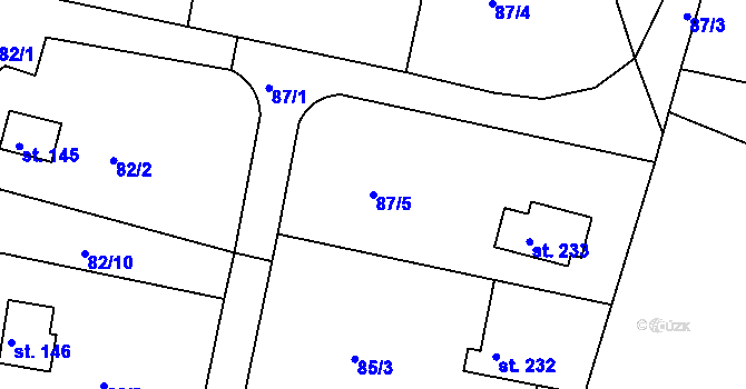 Parcela st. 87/5 v KÚ Ládví, Katastrální mapa