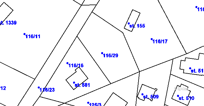 Parcela st. 116/29 v KÚ Ládví, Katastrální mapa