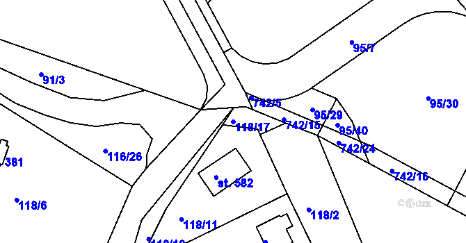 Parcela st. 118/17 v KÚ Ládví, Katastrální mapa
