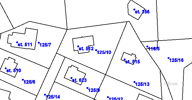 Parcela st. 125/10 v KÚ Ládví, Katastrální mapa