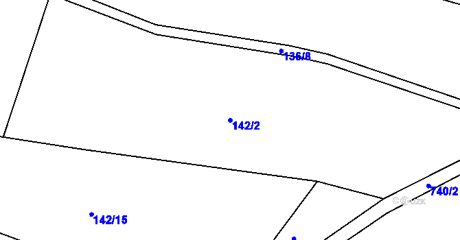 Parcela st. 142/2 v KÚ Ládví, Katastrální mapa