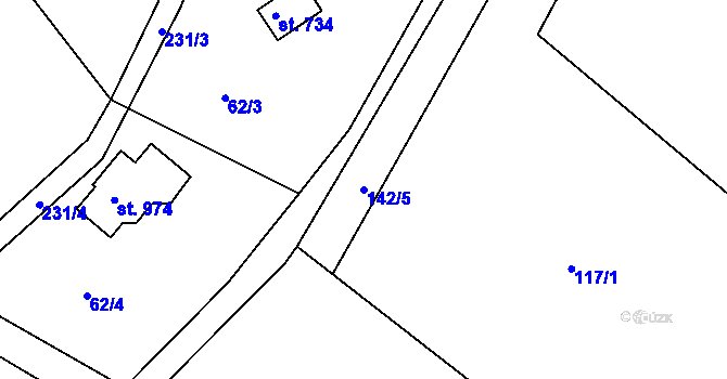 Parcela st. 142/5 v KÚ Ládví, Katastrální mapa