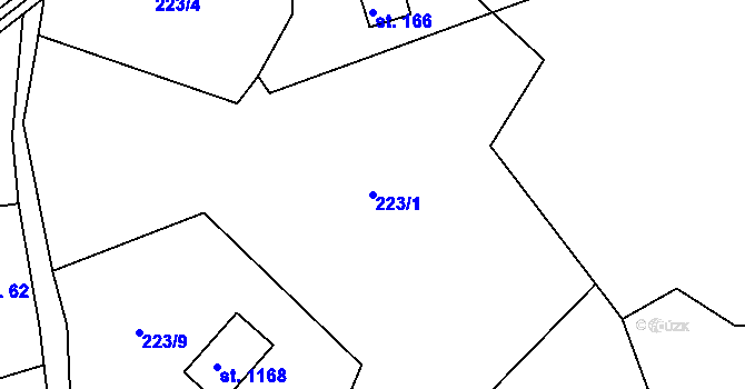 Parcela st. 223/1 v KÚ Ládví, Katastrální mapa