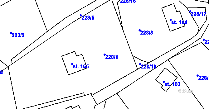 Parcela st. 228/1 v KÚ Ládví, Katastrální mapa
