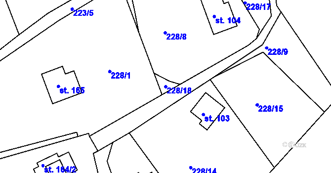 Parcela st. 228/18 v KÚ Ládví, Katastrální mapa