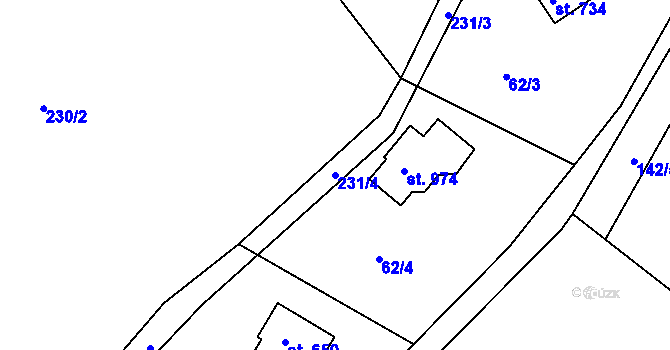 Parcela st. 231/4 v KÚ Ládví, Katastrální mapa
