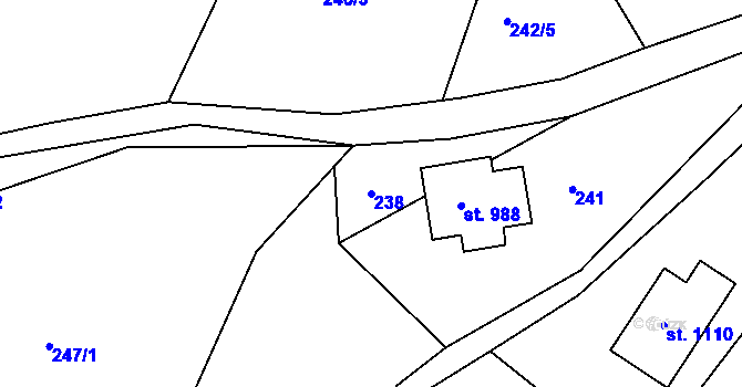 Parcela st. 238 v KÚ Ládví, Katastrální mapa