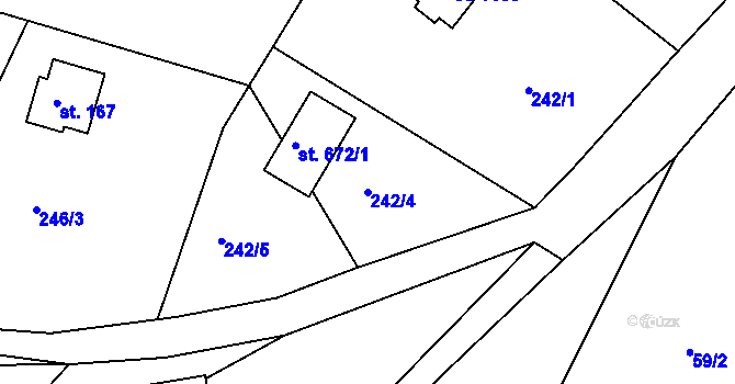Parcela st. 242/4 v KÚ Ládví, Katastrální mapa