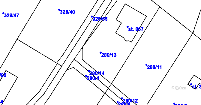 Parcela st. 280/13 v KÚ Ládví, Katastrální mapa