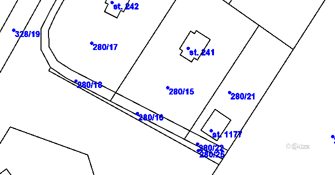 Parcela st. 280/15 v KÚ Ládví, Katastrální mapa