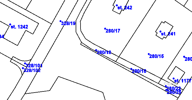 Parcela st. 280/18 v KÚ Ládví, Katastrální mapa