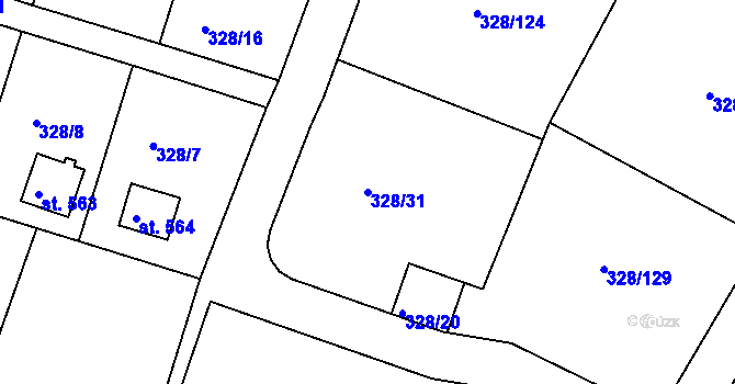 Parcela st. 328/31 v KÚ Ládví, Katastrální mapa