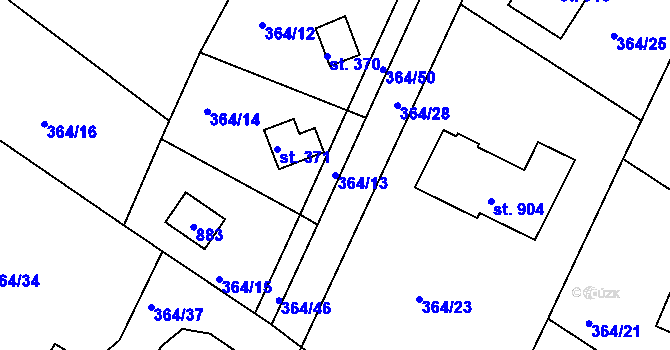 Parcela st. 364/13 v KÚ Ládví, Katastrální mapa