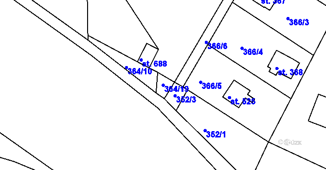 Parcela st. 364/19 v KÚ Ládví, Katastrální mapa