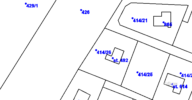 Parcela st. 414/26 v KÚ Ládví, Katastrální mapa