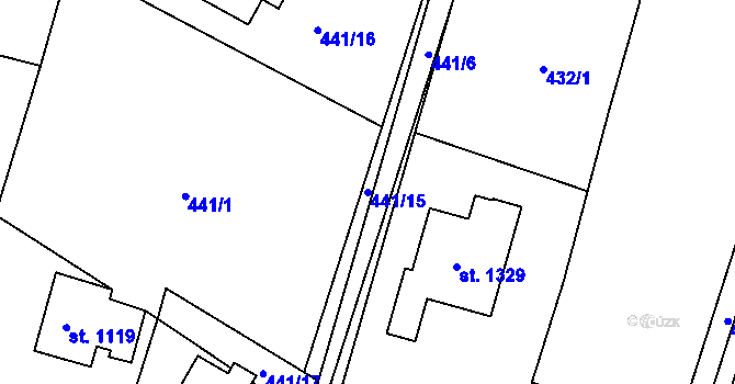 Parcela st. 441/15 v KÚ Ládví, Katastrální mapa