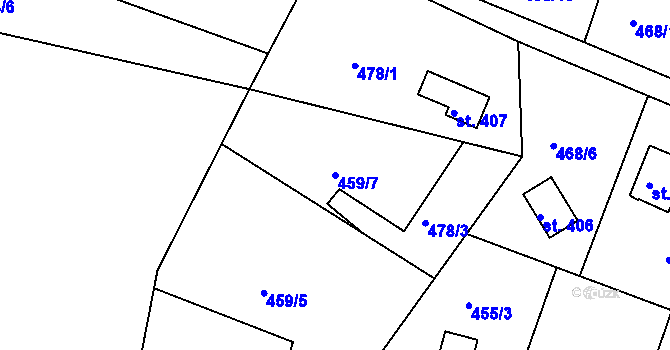 Parcela st. 459/7 v KÚ Ládví, Katastrální mapa
