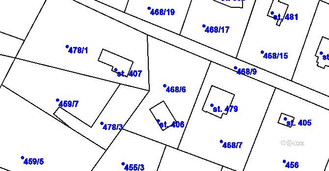 Parcela st. 468/6 v KÚ Ládví, Katastrální mapa