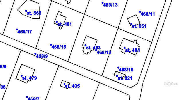 Parcela st. 468/12 v KÚ Ládví, Katastrální mapa