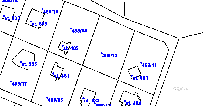 Parcela st. 468/13 v KÚ Ládví, Katastrální mapa