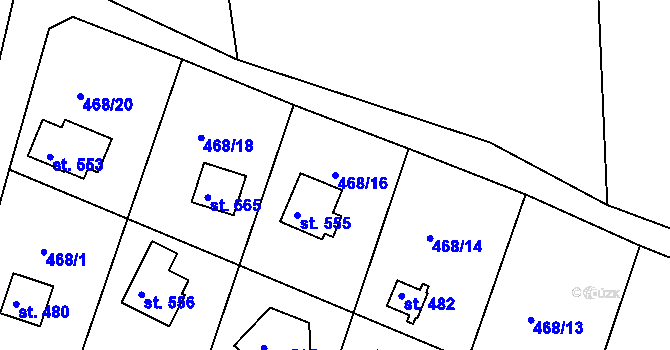 Parcela st. 468/16 v KÚ Ládví, Katastrální mapa