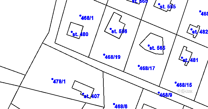 Parcela st. 468/19 v KÚ Ládví, Katastrální mapa
