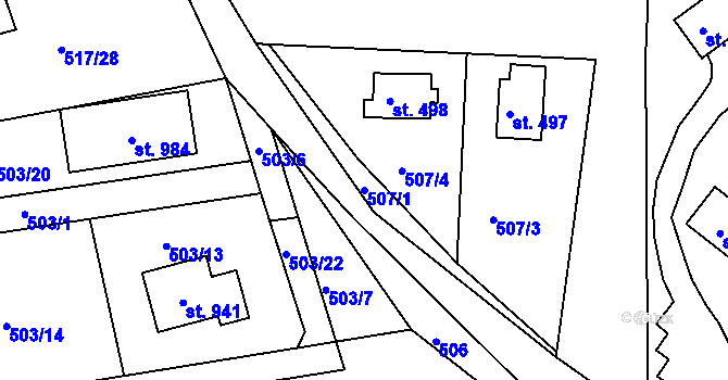 Parcela st. 507/1 v KÚ Ládví, Katastrální mapa
