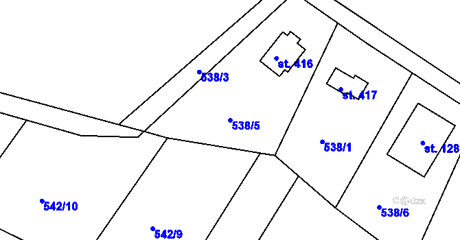 Parcela st. 538/5 v KÚ Ládví, Katastrální mapa