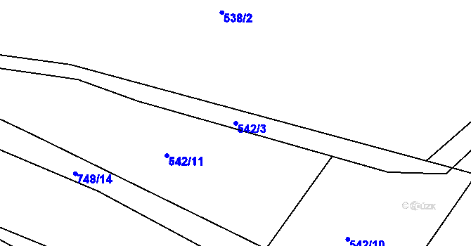 Parcela st. 542/3 v KÚ Ládví, Katastrální mapa