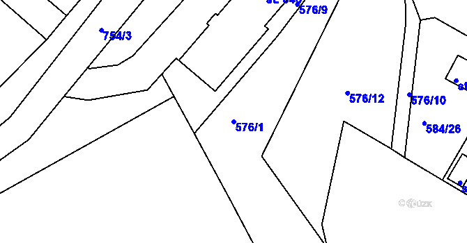 Parcela st. 576/1 v KÚ Ládví, Katastrální mapa
