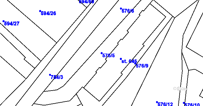 Parcela st. 576/5 v KÚ Ládví, Katastrální mapa