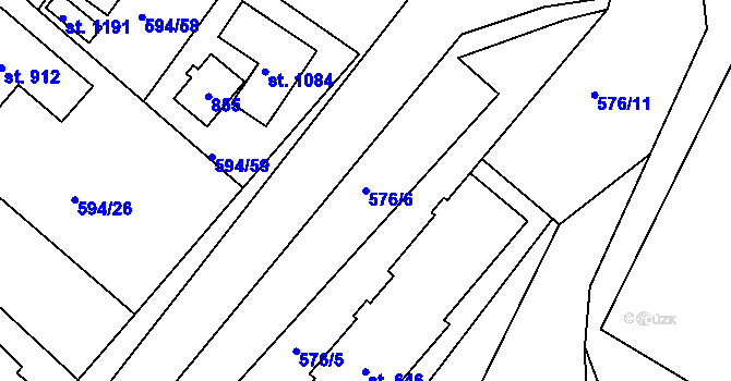 Parcela st. 576/6 v KÚ Ládví, Katastrální mapa