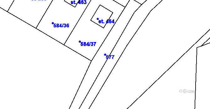 Parcela st. 577 v KÚ Ládví, Katastrální mapa