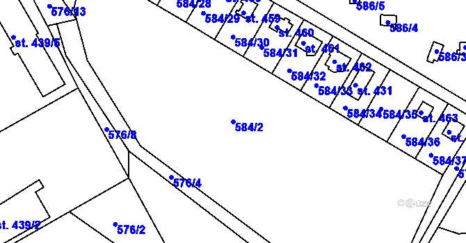 Parcela st. 584/2 v KÚ Ládví, Katastrální mapa