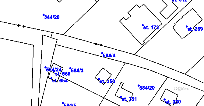 Parcela st. 584/4 v KÚ Ládví, Katastrální mapa