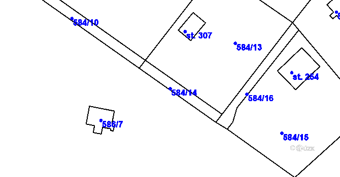 Parcela st. 584/14 v KÚ Ládví, Katastrální mapa